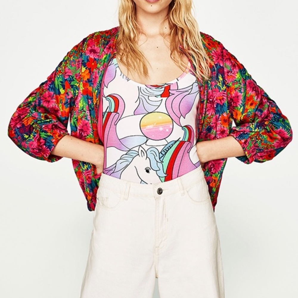 ZARA | Magical Vibrant Rainbow Unicorn One Piece Tank Top Novelty Print Bodysuit
